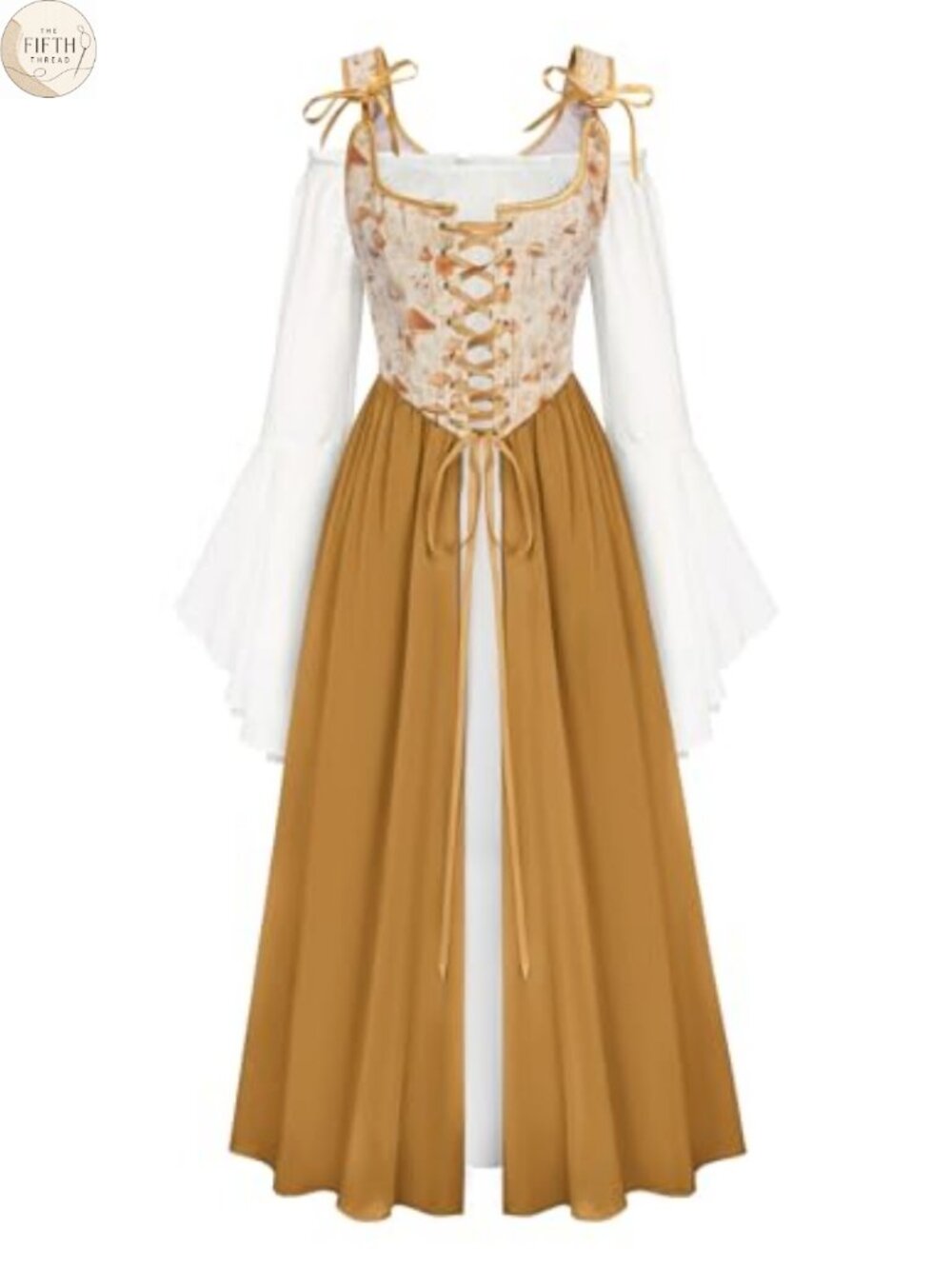 Renaissance Costume 2-Piece Bell Sleeve Corset Dress Medieval